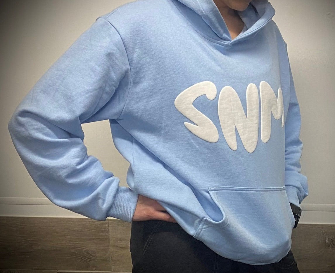 Puff Print Hoodie - Ice Blue